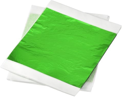 QUARKZMAN Carta Foglia Verde Foglia Foglia d'Oro 5.5 x 5.5 Pollici per Decorazione Artistica, Sculture, Pacco da 100