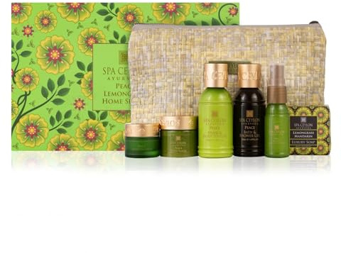 Spa Ceylon Peace Home Spa Set Ayurvedic Pampering Kit | Calming and Relaxing the Senses | Ayurveda | Spa Gifts and Mini Travel bag | Gift set