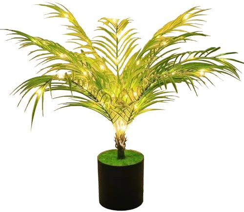 Tissting LED Artificial Plant Light, Realistic USB Powered Areca Palm Tree Night Light with Eucalyptus Design for Home Office Living Room Decor