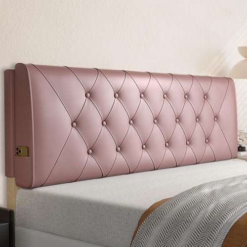 ZZYK Rosa,Paste/71x23x4In, Bett Gepolstertes Volles Kopfteil Kissen Große Rückenlehne Lendenwirbelstützkissen Für Erwachsene Kissenbrett Abnehmbarer Bezug Für Schlafsofa Etagenbett