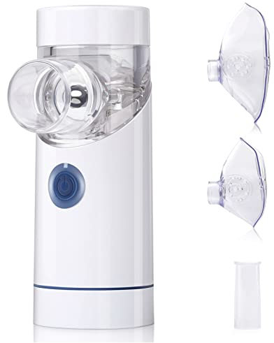 Inhalationsgerät tragbar Vernebler Set geräuscharmes Inhalator Vernebler mit Mundstück und Maske für Kinder und Erwachsene, USB Wiederaufladbar