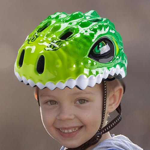 Oldmoom Kinder-Skateboard-Helm, Dinosaurier-Multisport-Helm, Fahrradhelm – niedliche Schutzausrüstung für Roller, Radfahren, Skaten
