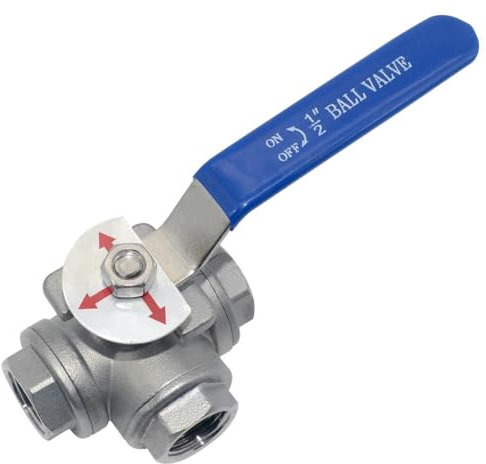 304 Edelstahl 1/2 3/4 1 1-1/4 1-1/2 2 BSP Innengewinde T-Anschluss 3-Wege-Kugelhahn-Anschlussadapter for Wasser, Öl, Luft, Gas(3/4)