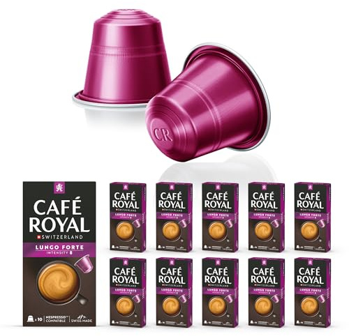 Café en Capsules Aluminium - Café Royal Pro | 10 x 10 soit 100 Dosettes - Saveur Lungo Forte - Compatibles avec les Machines à café Nespresso®* Alu à usage Domestique