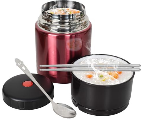 Lunaanda Thermobehälter für Essen 800ml, Edelstahl Warmhaltebehälter mit Löffel, Thermoschüssel mit Deckel, Thermoskanne Essen Auslaufsicher, Thermo Lunchbox für Suppen, Babybrei, Porridge