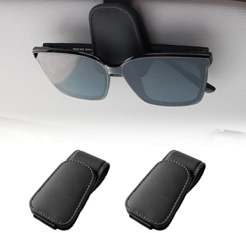 2 Stück Brillenhalter für Auto,Leicht zu Installieren Sonnenbrillenhalter Auto,Magnetisches Auto Brillenhalter,Brillenhalter Auto Sonnenblende,für Brillen,Tankkarten,Visitenkarten,Tickets usw