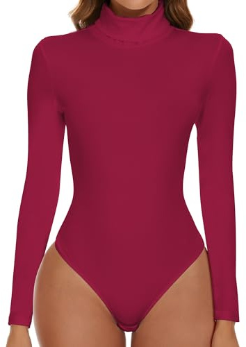 SHAPERIN Body Donna Manica Lunga Collo Alto Aderente Bodysuits Tops Long Sleeve Body Suit Turtle Neck Jumpsuits Tops | Tuta elegante a maniche lunghe, per autunno e inverno, a maniche lunghe, collo alto, slim fit