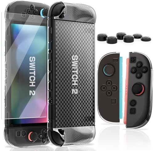 HEYSTOP Switch 2 Coque pour Console Nintendo Switch 2, Coque de Protection pour PC Housse en TPU avec Protection D'écran pour Nintendo Switch 2 Accessoires avec Capuchons pour Joysticks Switch 2