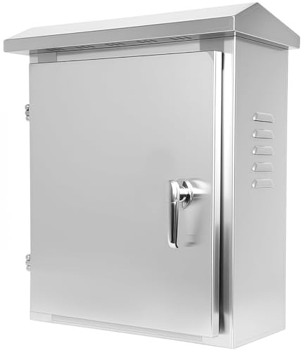 Caja Estanca Exterior Eléctrica de Acero Inoxidable, 30x25x15 cm, Caja Cuadro Eléctrico Superficie, Montaje en la Pared, Distribución Eléctrica Armario, Incluye Cerradura