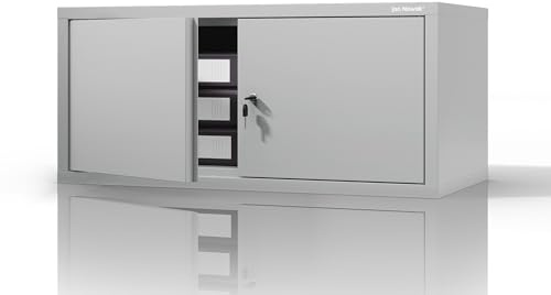 Jan Nowak Aktenschrankaufsatz C01L Aufsatz für Aktenschrank Büroschrank Metall Pulverbeschichtung Flügeltüren 38 x 80 x 40 cm (Grau)