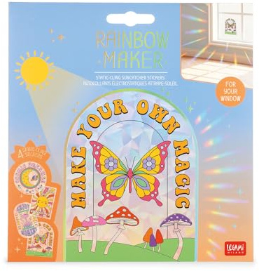 Legami – Set mit 4 elektrostatischen Sonnenfängern für Fenster Rainbow Maker, Fensteraufkleber, repositionierbar, wiederverwendbar, hinterlassen keine Spuren, 15 x 15 cm