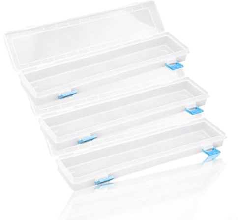 HEIBTENY 13 Inch Art Brush Storage Container, Portable Brush Painting Pencils Storage Box With Hinged Lid, Container For Watercolour Pens Drawing Tools(3 PCS)