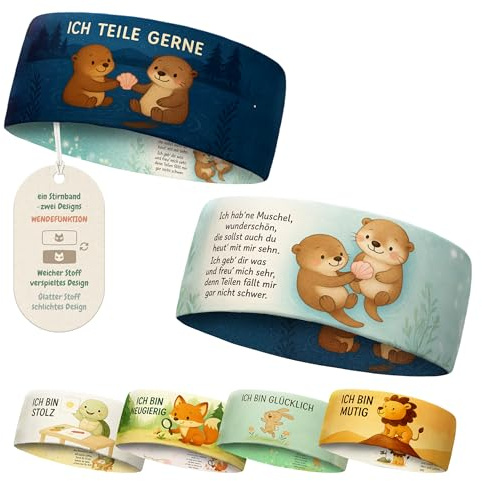 fenchi's AUSTRIA Kinder Emotion Lernen Stirnband - dünnes, elastisches Sportstirnband – für Jungen & Mädchen | Spielen, Schule & Sport (Otter_Ich Teile gerne)