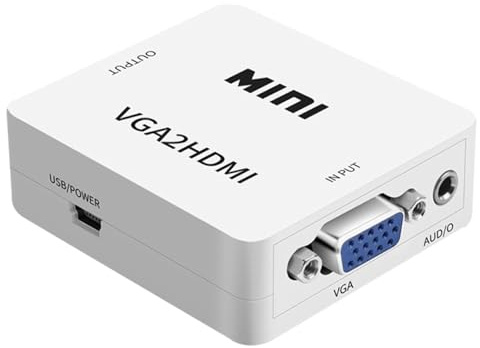 NOVOTECK Adaptador VGA a HDMI 1080P con Audio, Convertidor VGA a HDMI con alimentación USB, Plug & Play, Compatible con PC, Portátil, DVD, HDTV, Monitor y Proyector