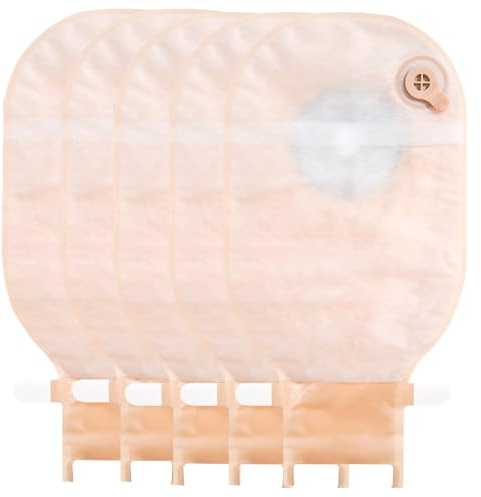 Lot de 5 Sacs de Colostomie, 20 à 65 MM Fournitures de Colostomie, Poches Monoblocs Drainables avec Fermeture pour Iléostomie à Découper Et à évacuer