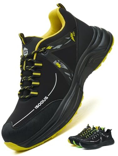 Zapatos de Seguridad Hombre Mujer Zapatillas de Seguridad Comodo Ligero Calzado Trabajo Transpirable con Punta de Acero Amarillo EU 41