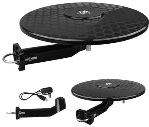 HEVC Maclean MCTV-102/3/4 aktiv TV-antenn | Rundstrålande LTE-filter 360 graders förstärkare kompakt mobil (MCTV-102 svart, standard, USB 5 V 30 mA D)