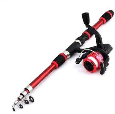 Resor Fiskespö-set Kompletta kit med teleskopiskt fiskespö Utomhussporter Peche Fiskespö(Red)