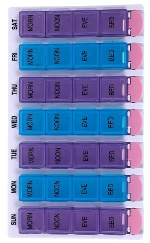 IWOWHERO Organizador de Medicamentos Colorido Compartimentos Caja para y Pastillas Protección contra Humedad y Polvo Portátil para Uso Diario y Viajes