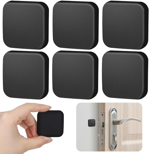 6 Pcs Door Knob Stoppers, Silicone Door Handle Stopper for Walls, Self-Adhesive Wall Protector Knob Bumper Pads for Home Office Cupboard Doors, Black