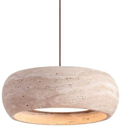 FEITENGDA Lampada a sospensione moderna in travertino giallo giapponese, paralume cilindrico in pietra, lampada a sospensione, decorazione interna minimalista, comodino, lampadario for cucina