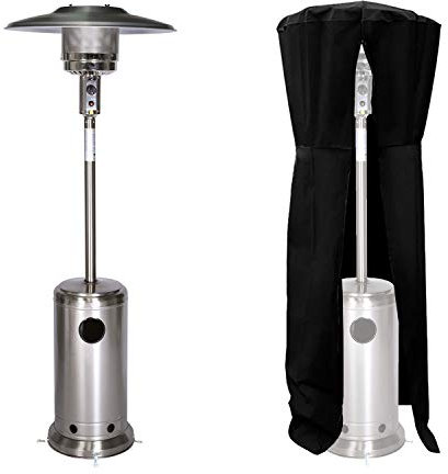 Happy Garden Calentador de Patio Oslo Calentador de Gas para Exteriores de Acero Inoxidable + Cubierta Protectora