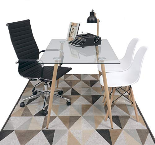 Homely - Mesa de Escritorio Cairo Antique | Mesa de Diseño Nórdico | Mesa de Cristal | Mesa de Comedor, Salón, Despacho | Patas de Metal Acabado Madera | Color Roble | de 120x79,5 cm