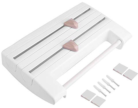 Küchenrollenspender 3 Rollen Wandhalter Folienhalter mit Schneideschieber für Alu- und Frischhaltefolie Küchentücher 39x10x24 cm Weiß