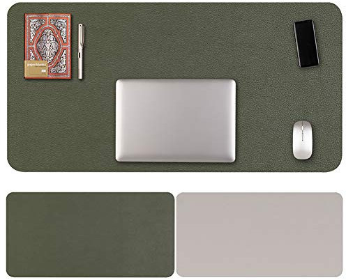 JYMBK Pu Leder Gaming Mauspad,multifunktionale Büro Schreibtischunterlage,Ultra Thin Mousepad,wasserdicht Dual-use Mausmatte Grün + Grau 160x80cm(63x31inch)