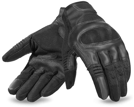Grapelet Motorradhandschuhe Herren,Touchscreen Handschuhe Motorrad Sommer,Vollfinger Motorrad Lederhandschuhe für Mountainbike,Motocross,Bergsteigen,Wandern,L