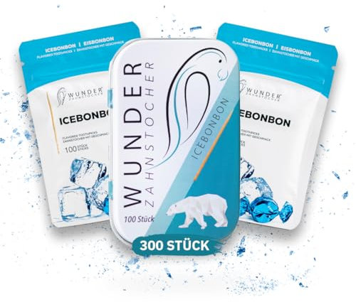 Wunder Zahnstocher mit Geschmack - 300er Vorratspack Ice Bonbon - anhaltender Geschmack - frischer Atem - gegen Nägelkauen & Mundgeruch - Raucherentwöhnung - Alternative zu Kaugummi - zuckerfrei
