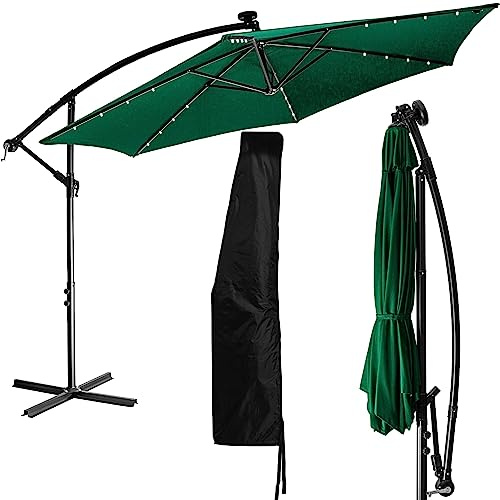 STILISTA Ampelschirm 300 cm mit LED Beleuchtung und Kurbelvorrichtung, inklusive Abdeckung