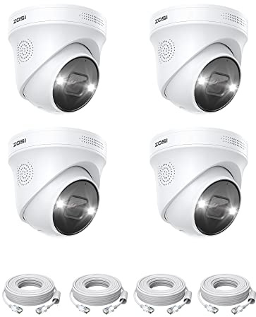 ZOSI 4er 4K PoE Überwachungskamera Aussen mit Personen- und Autoerkennung | 8MP IP Dome Kamera mit 2 Wege Audio, Funktioniert NUR mit ZOSI PoE-NVRs, C225