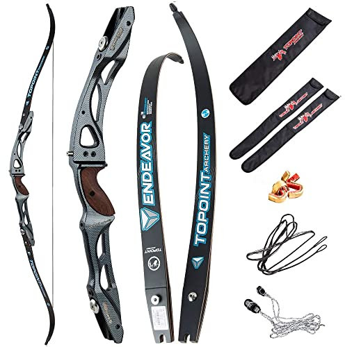 SHARROW Bogenschießen Takedown Recurve Bogen ILF Wurfarme und Riser 66/68/70 Zoll Erwachsene Wettbewerb Bogen Recurvebogen Sportbogen Jagdbogen (70/22lbs, Karbon)