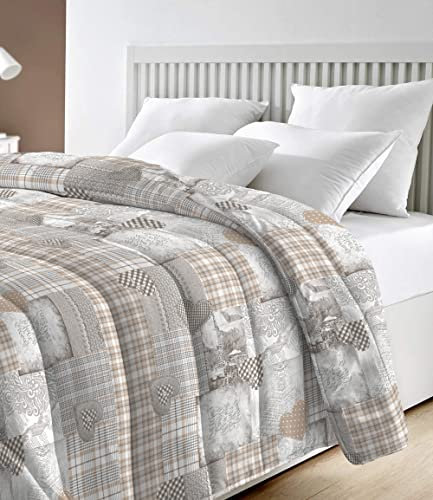 IlGruppone Trapunta Piumino Invernale Stampata Matrimoniale Caldo Piumone 250 Gr/mq Imbottitura Anallergica Traspirante Due Piazze - Shabby - Matrimoniale