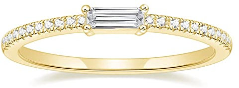 Titaniumcentral Ringe Damen Vorsteckring Schmal Ewigkeitsringe Baguette-Schnitt Zirkonia Verlobungsringe Eheringe Trauringe (Gelbgold,56 (17.8))