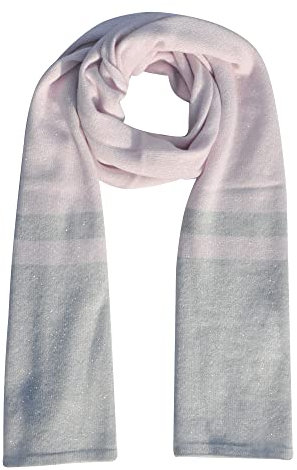 LES POULETTES BIJOUX - Schal 100% Kaschmir Hellgrau mit Streifen und Lurex 2 Fäden 40 cm x 170 cm - Pink