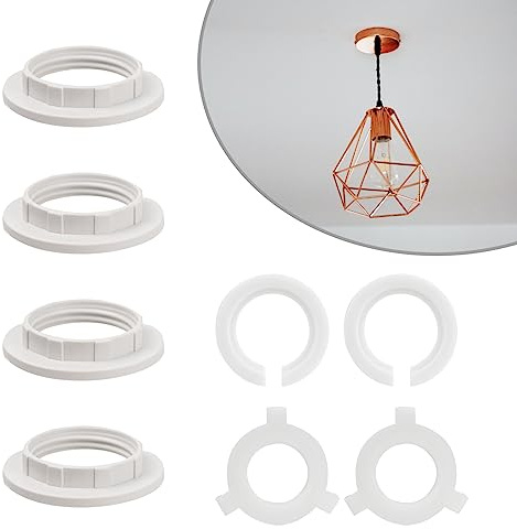 TRUEIN 8 anillos de pantalla de lámpara, convertidor de anillo de pantalla E27 a E14, anillo de montaje de tornillo de lámpara de plástico, anillo reductor de pantalla E14/E12 para bombillas de rosca
