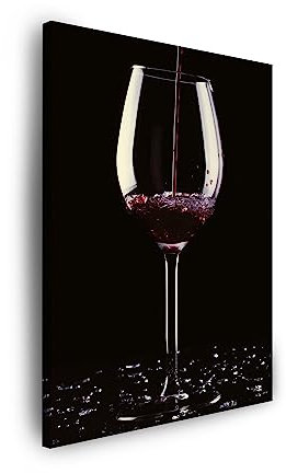 GP TONER Modern Kunstdruck Wandbilder Leinwandbild auf Keilrahmen Leinwanddruck Küche Glas Wein 60x90 cm Leinwandbilder für Ihr Zuhause oder Büro
