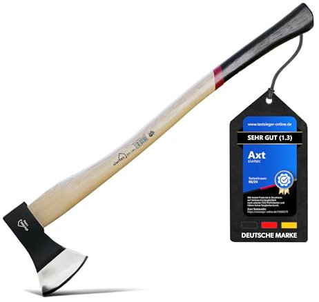 siwitec Holzaxt SH-140, Axt mit Hickory-Stiel und C45 Carbon Klinge, Länge: 80,3 cm, Kopfgewicht: 1400 g, Spaltaxt Holz, Universalaxt, Beil