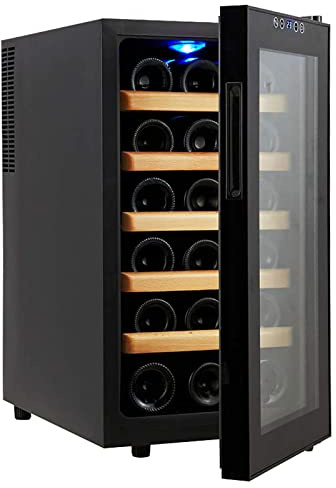 Réfrigérateur à vin de 48 litres, compresseur de 18 bouteilles, réfrigérateur à vin, refroidisseur à champagne, comptoir de cave à vin, dégivrage automatique, miroir en verre, réfrigérateur à vin pou