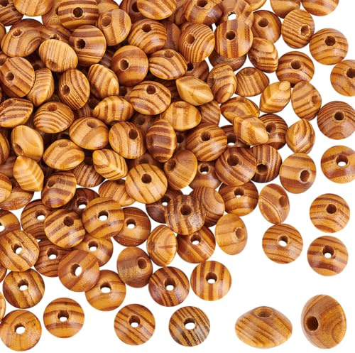 PandaHall 200pz 15mm Distanziatore Disco Perline Abaco In Legno Perline In Legno Naturale Perline In Legno Rondelle Perline con Foro Grande per La Creazione di Gioielli Decorazioni per Feste