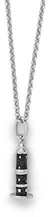 DUR Schmuck Kette LEUCHTTURM WARNEMÜNDE Lavasand, Silber 925/- rhodiniert 45cm (K2998) Erbskette