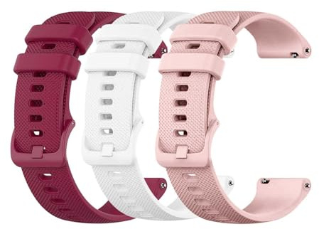 OcioDual 3 Pièces Bracelet Montre 22mm Bordeaux/Rose/Blanc, Bracelets de Montres pour Homme, Bracelet Montre Connectée Femme en Silicone, Bracelets de Montres pour Femme, Unisexe