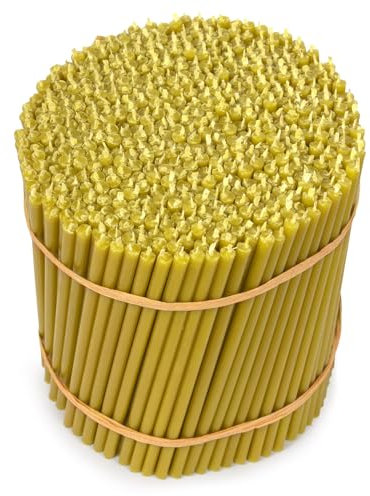 Bienenwachskerzen mit Paraffinzusatz Blütennektar, tropf- und rußfrei, biegsam I L: 16 cm, Ø 5 mm, Brenndauer 30 Min, kirchliche und rituelle Kerzen (2100)