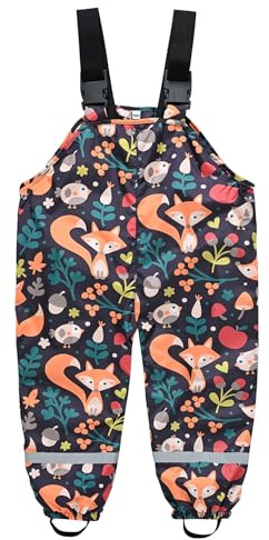 Happy Cherry - Pantalones de Lluvia Niño Niña Mono Impermeables Infantil Unisex Pantalón con Peto Ropa Impermeable Dibujos Animados para Al Aire Libre Jugando en Barro - 2-3 Años - Naranja