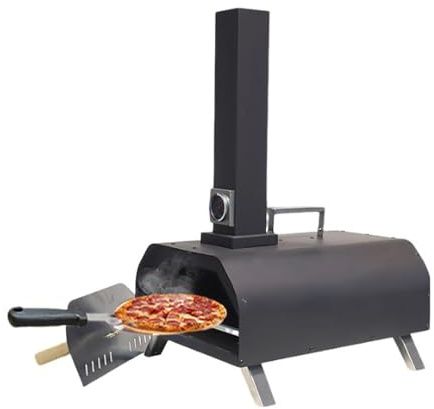 Forno per Pizza da Esterno – Forno per Pizza da Tavolo – Alimentato a Pellet, Camino Rimovibile, Gambe Pieghevoli – Forno per Pizza per Barbecue da Esterno, per Carne, Pesce e Verdure