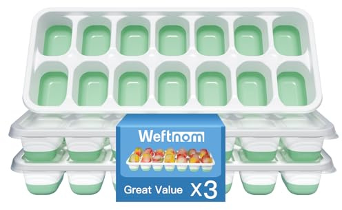 Ice Cube Tray with Lid, 3 Pack Silicone Easy-Release Ice Trays for Freezer, Stackable Ice Cube Molds for Drinks, Cocktails, Whiskey, Coffee - BPA-Free and Odor-Free,Ice Cube Trays for Freezer