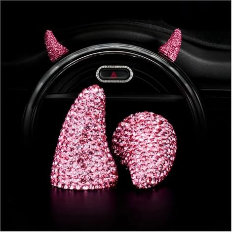 Auto Innenzubehör 2PCS Strass Auto Innen Dekor Nette Styling Aufkleber Bling Dashboard Ornament Nette Auto Innen Auto Zierleiste(Pink)