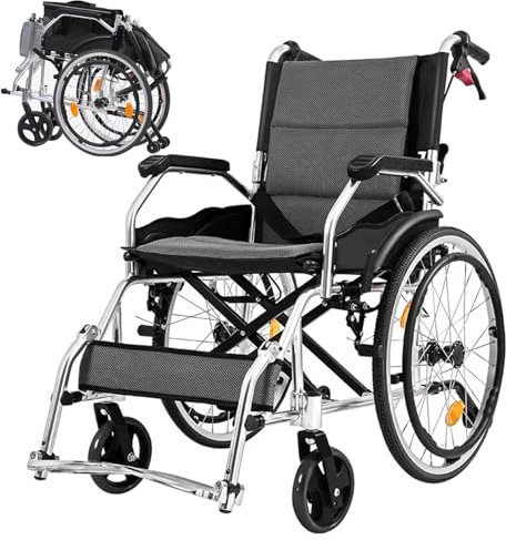 Ultraleicht Reiserollstuhl,leichte tragbare Rollstuhl aus Aluminium,Faltbarer Transportrollstuhl,Für junge Menschen, ältere Menschen, Menschen mit ständiger Mobilität(62X79X87cm(24.4X31.1X34.2in))